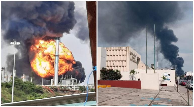 Explota refinería de Pemex en Veracruz